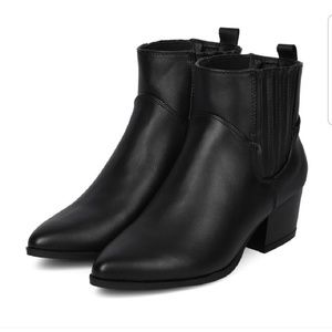 NEW Black Vegan Faux Leather Ankle Boots